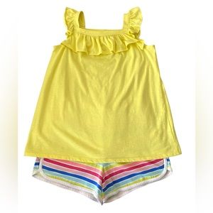 Cat & Jack Girl’s XL Yellow Sleeveless Top Rainbow Shorts Pull Wonder Nation